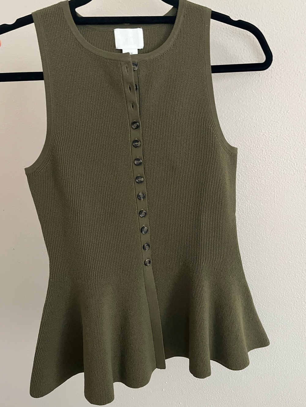 H&M Olive Green Button-Front Peplum Tank